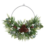 28” Christmas Pine, Eucalyptus, and Berries Metal Circlet Artificial Wreath-Wreath-Parc Decor