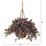 28” Fall Laurel Leaf with Berries Artificial Plant in Hanging Basket-Hanging-Parc Decor