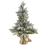 28” Flocked Artificial Christmas Tree with Pine Cones-Christmas Tree-Parc Decor