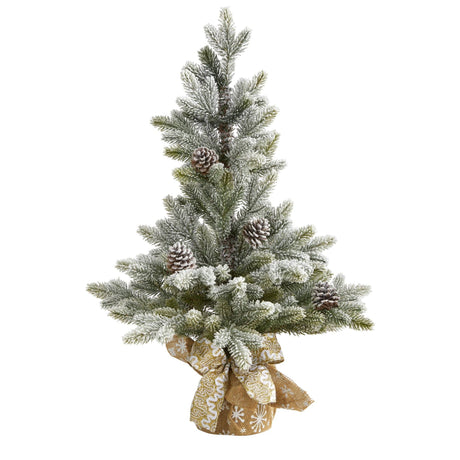 28” Flocked Artificial Christmas Tree with Pine Cones-Christmas Tree-Parc Decor
