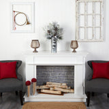 28” Frosted Greenery and Pinecone with Plaid Bow Artificial Christmas Arrangement in Decorative Tin-Candelabrum-Parc Decor