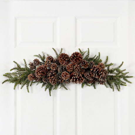 28” Iced Pine Cone Swag-Swag-Parc Decor