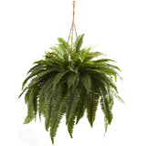 29" Artificial Double Giant Boston Fern Hanging Basket-Parc Decor