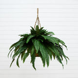 29" Artificial Double Giant Boston Fern Hanging Basket-Parc Decor