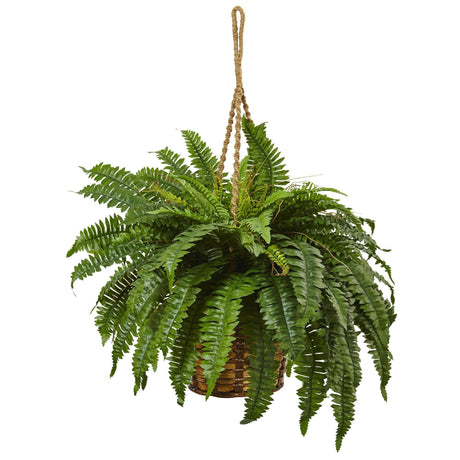 29" Boston Fern Artificial Hanging Basket"-Parc Decor