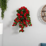29” UV Resistant Geranium Artificial Hanging Plant (Indoor/Outdoor) - Set of 2-Hanging-Parc Decor