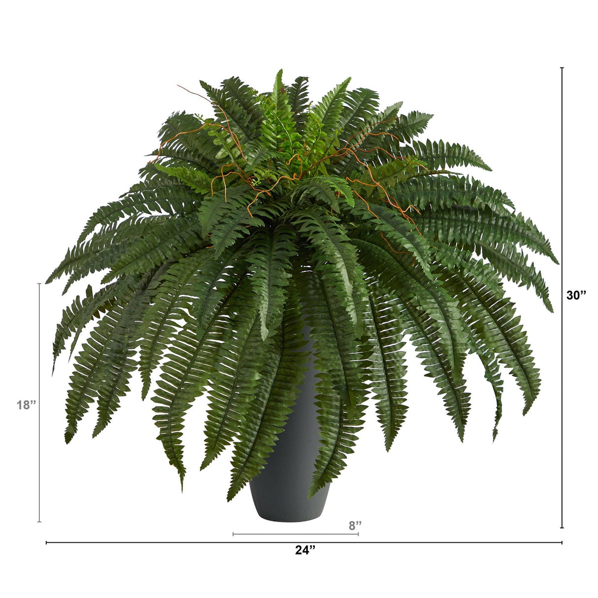 2.5’ Boston Fern Artificial Plant in Gray Planter-Parc Decor