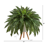 2.5’ Boston Fern Artificial Plant in White Planter with Legs-Parc Decor