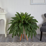 2.5’ Boston Fern Artificial Plant in White Planter with Legs-Parc Decor