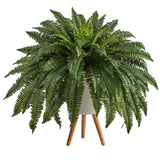 2.5’ Boston Fern Artificial Plant in White Planter with Legs-Parc Decor