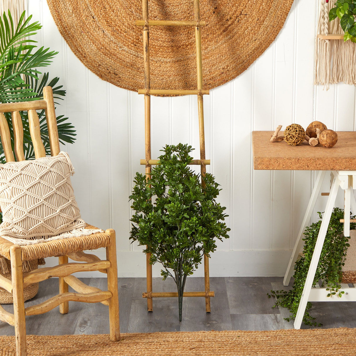 2.5’ Tea Leaf Artificial Plant UV Resistant (Indoor/Outdoor)-Parc Decor