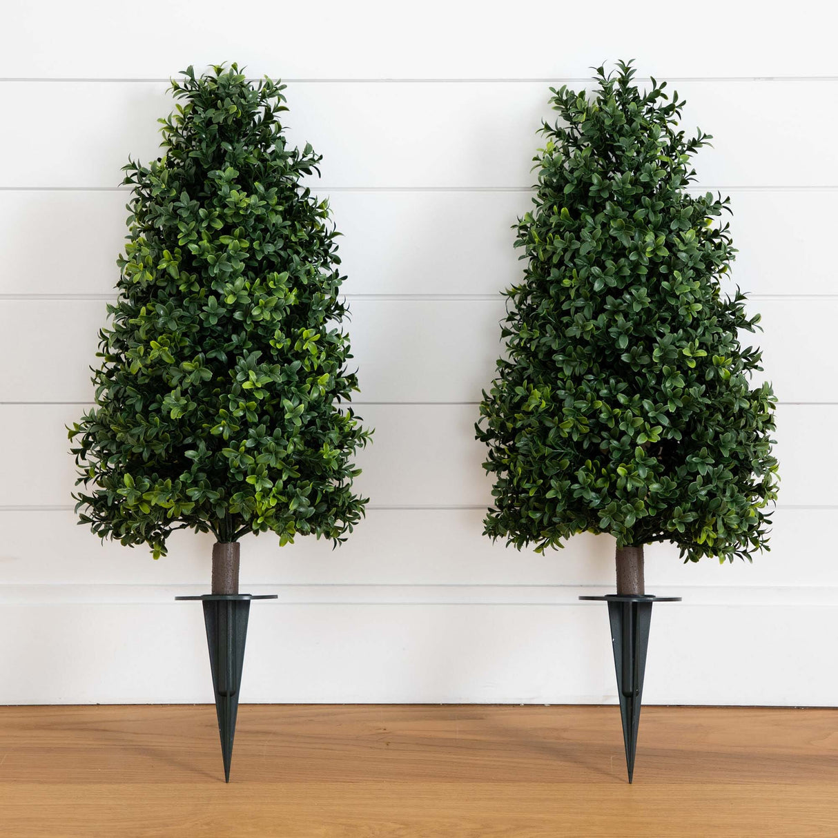 2.5' UV Resistant Artificial Boxwood Plant with Integrated Ground Stake (Indoor/Outdoor) - Set of 2-Plant-Parc Decor