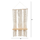 2.5’ x 1.5’ Layered Macrame Wall Hanging with Wooden Shelf-Wall Decor-Parc Decor