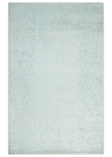 2.6x10 and 5x8 Hand Woven and Carved Silver and Gray Floral Art Silk Rug