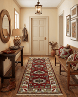 2.6x8 Hand Knotted Traditional Kazak Red And Ivory Wool Rug