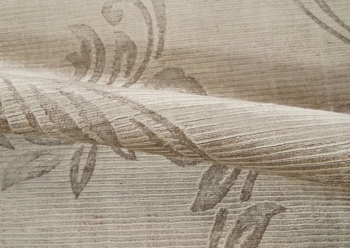 2.8x10 Hand Woven and Carved Brown Floral Art Silk Rug | KNT4-Area Rug-Parc Decor