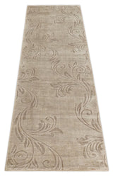 2.8x10 Hand Woven Brown Modern Floral Art Silk Rug