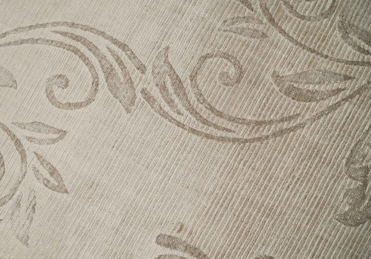 2.8x10 Hand Woven Brown Modern Floral Art Silk Rug