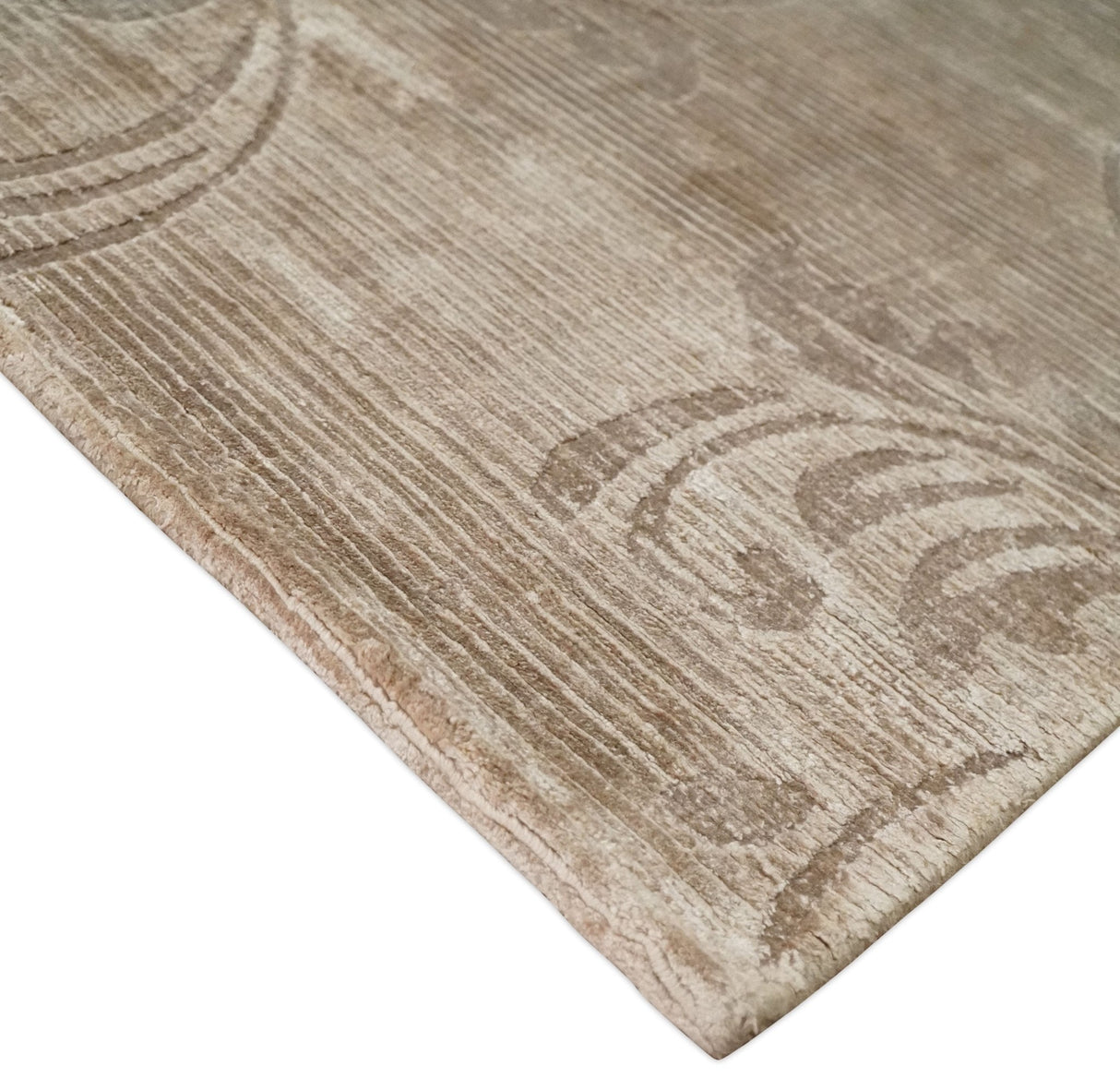 2.8x10 Hand Woven Brown Modern Floral Art Silk Rug