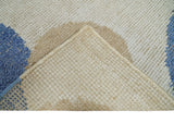 2x3 Beige and Blue Hand Knotted Modern Polka Dots Wool Rug