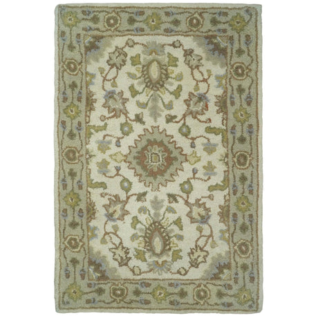 2x3 Brown and Beige Handmade Classic Vintage Design Wool Area Rug | TRDCP15723-Area Rug-Parc Decor