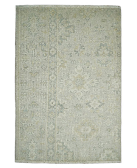 2x3 Hand Knotted Beige and Gray Traditional Persian Wool Rug