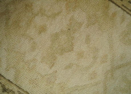 2x3 Hand Knotted Beige and Olive Traditional Oushak Wool Rug