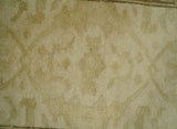 2x3 Hand Knotted Beige and Olive Traditional Oushak Wool Rug