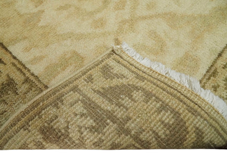 2x3 Hand Knotted Beige and Olive Traditional Oushak Wool Rug
