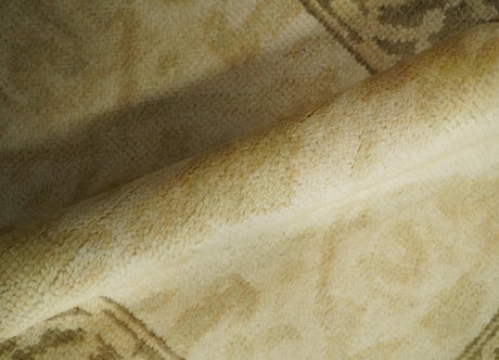 2x3 Hand Knotted Beige and Olive Traditional Oushak Wool Rug