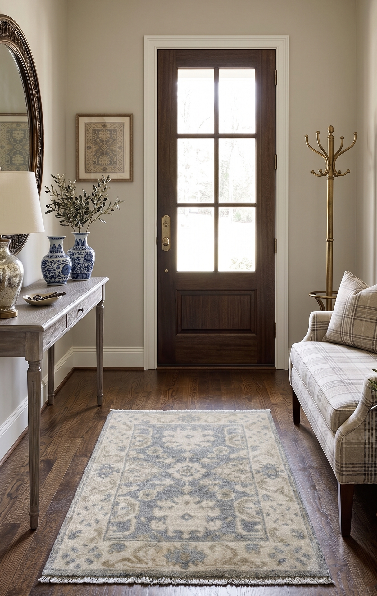 2x3 Hand Knotted Gray and Beige Traditional Oushak Wool Rug
