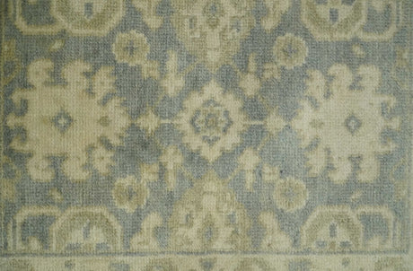 2x3 Hand Knotted Gray and Beige Traditional Oushak Wool Rug