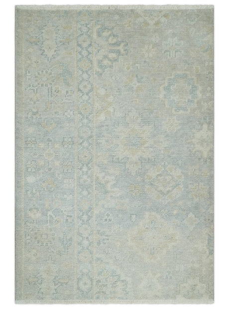 2x3 Hand Knotted Gray And Beige Traditional Oushak Wool Rug