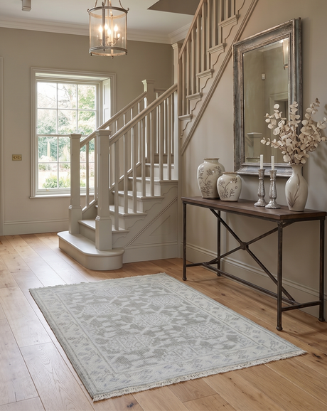 2x3 Hand Knotted Gray, Ivory and Silver Traditional Persian Wool Rug