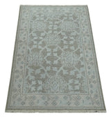 2x3 Hand Knotted Gray, Ivory and Silver Traditional Persian Wool Rug