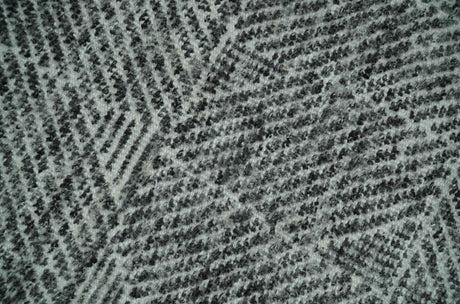 2x3 Hand Knotted Ivory and Charcoal Geometrical Design Wool Area Rug-Area Rug-Parc Decor