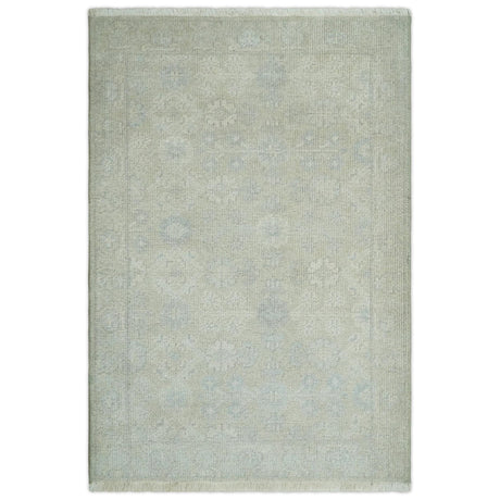 2x3 Hand Knotted Ivory and Gray Traditional Persian Oushak Wool Rug | N723-Area Rug-Parc Decor