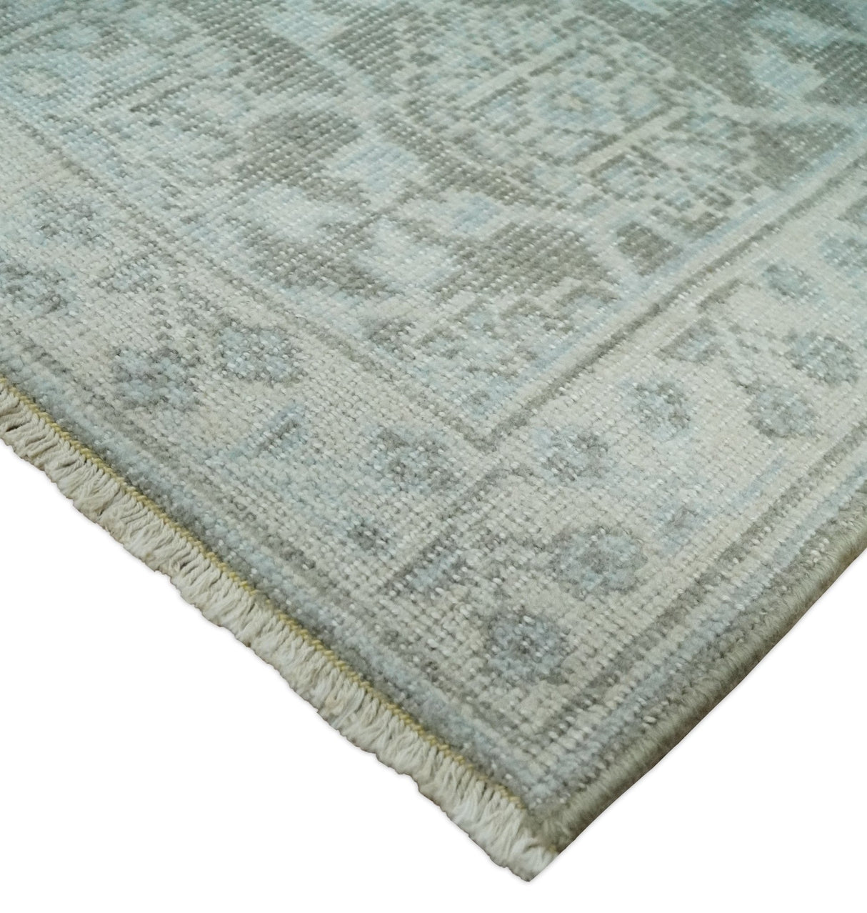2x3 Hand Knotted Ivory and Gray Traditional Persian Wool Rug
