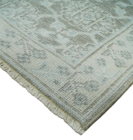 2x3 Hand Knotted Ivory and Gray Traditional Persian Wool Rug