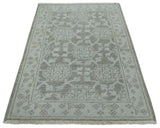 2x3 Hand Knotted Ivory and Gray Traditional Persian Wool Rug