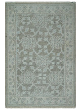 2x3 Hand Knotted Ivory and Gray Traditional Persian Wool Rug