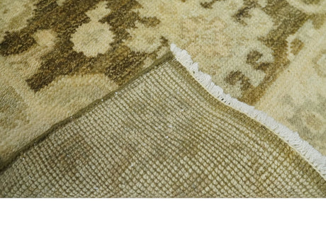 2x3 Hand Knotted Olive And Beige Traditional Oushak Wool Rug