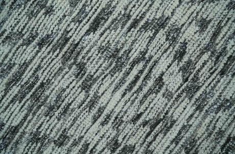 2x3 Hand Knotted Silver and Charcoal Geometrical shape Wool Rug-Area Rug-Parc Decor