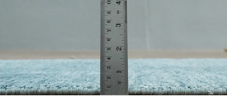 2x3 Hand Woven Modern Solid Blue Wool Rug