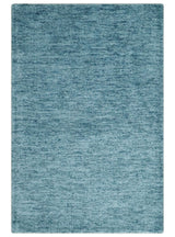 2x3 Hand Woven Modern Solid Blue Wool Rug