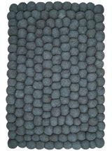 2x3 Handmade Felted Round Pebbles Gray Charcoal Wool Rug