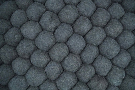 2x3 Handmade Felted Round Pebbles Gray Charcoal Wool Rug