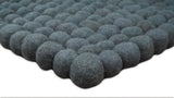 2x3 Handmade Felted Round Pebbles Gray Charcoal Wool Rug