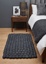2x3 Handmade Felted Round Pebbles Gray Charcoal Wool Rug