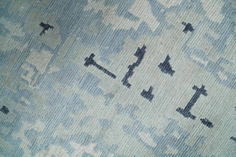 2x3 Modern Abstract Blue, Ivory and Charcoal Bamboo silk Rug